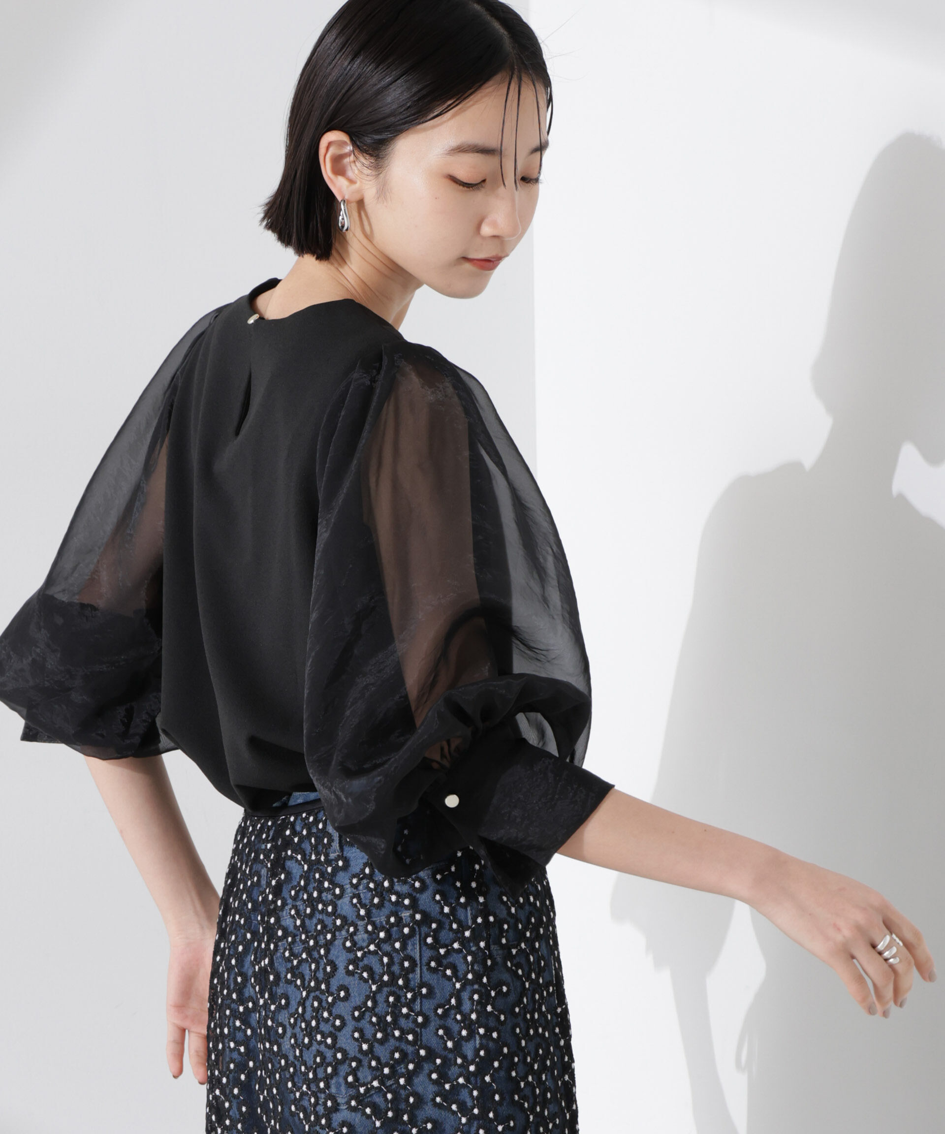 nano･universe「ｵｰｶﾞﾝｼﾞｰｽﾘｰﾌﾞｺﾝﾋﾞｶｯﾄｼﾞｮｰｾﾞｯﾄﾄｯﾌﾟｽ(」|Tシャツ・カットソー|