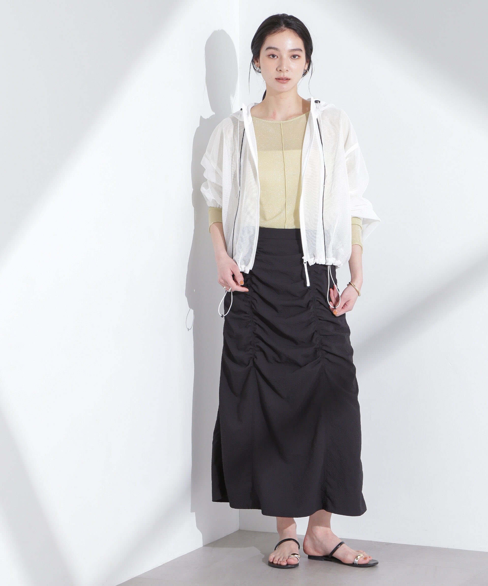 nano･universe「配色パイピングメッシュブルゾン」|ブルゾン・スタジャン|