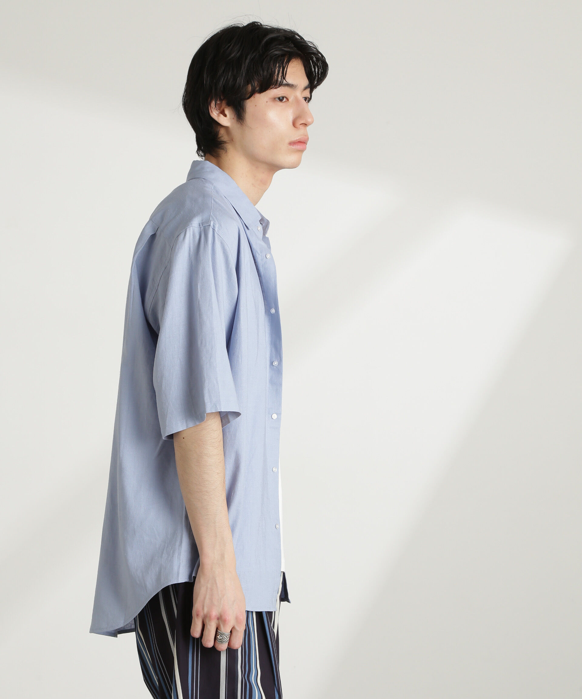 nano･universe「アンチスメルリネン レギュラーカラー 半袖」|シャツ・ブラウス|