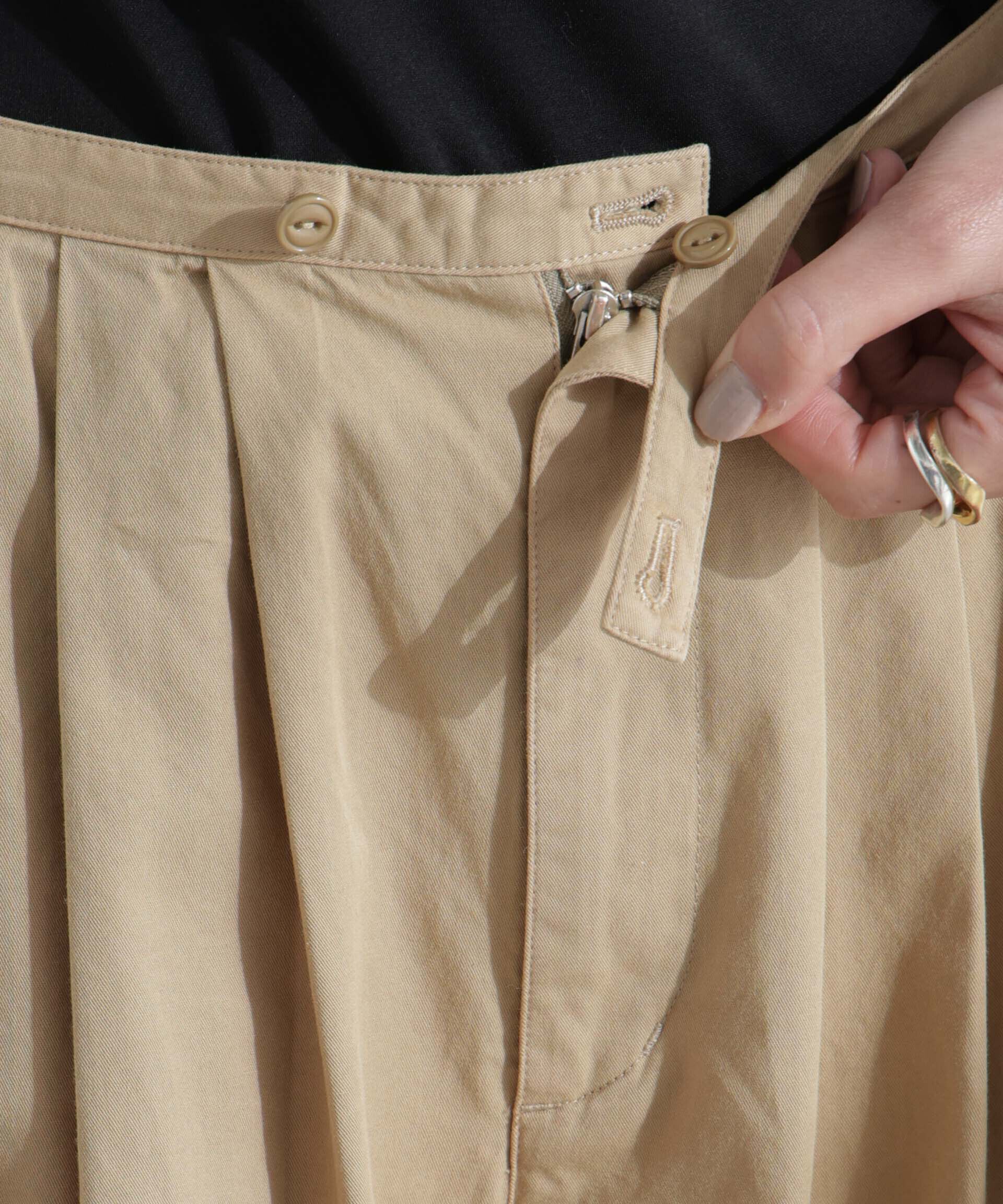 nano･universe「コットンタックワイドパンツ」|チノ|