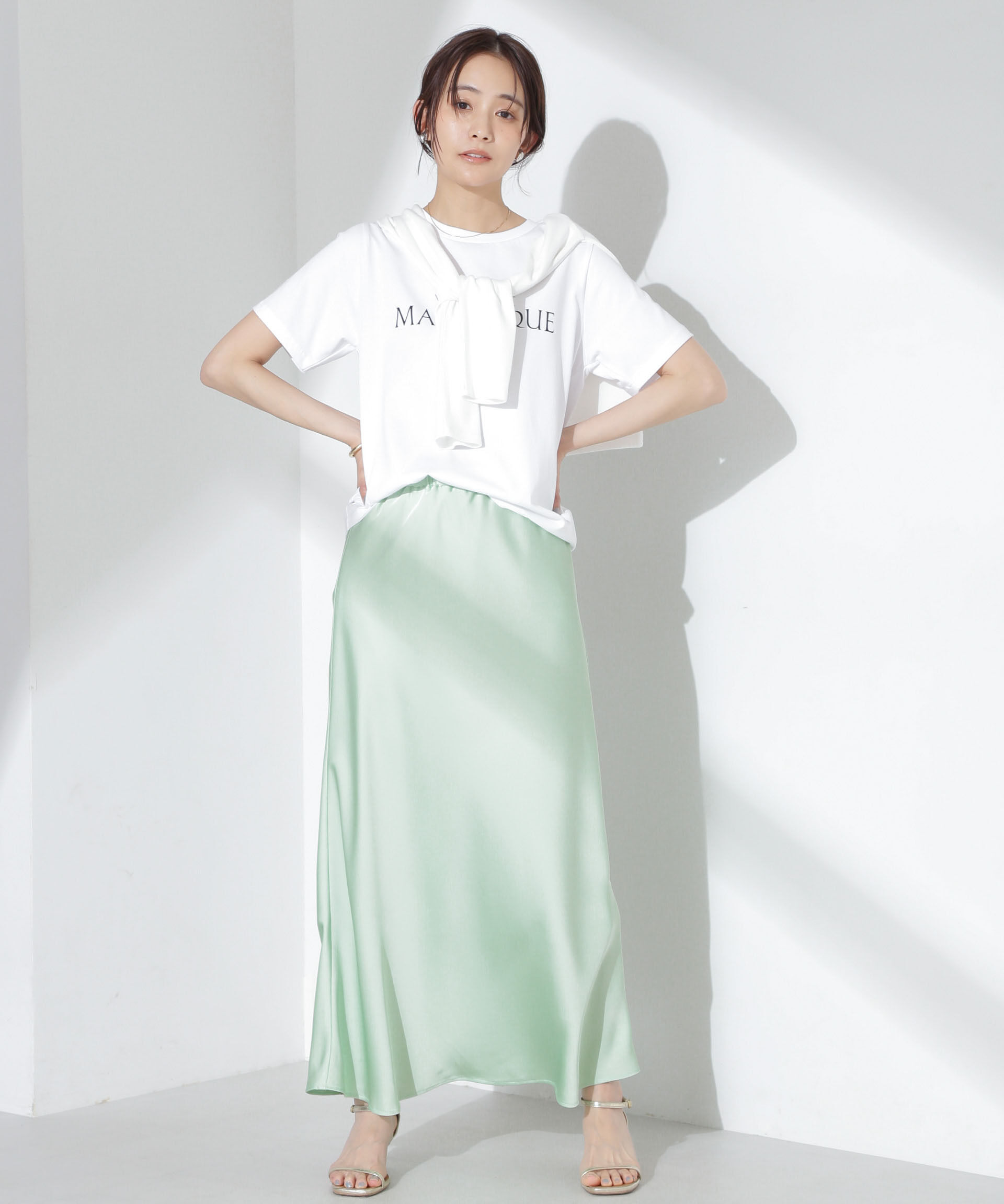 nano･universe「サテンフレアスカート」|スカート|