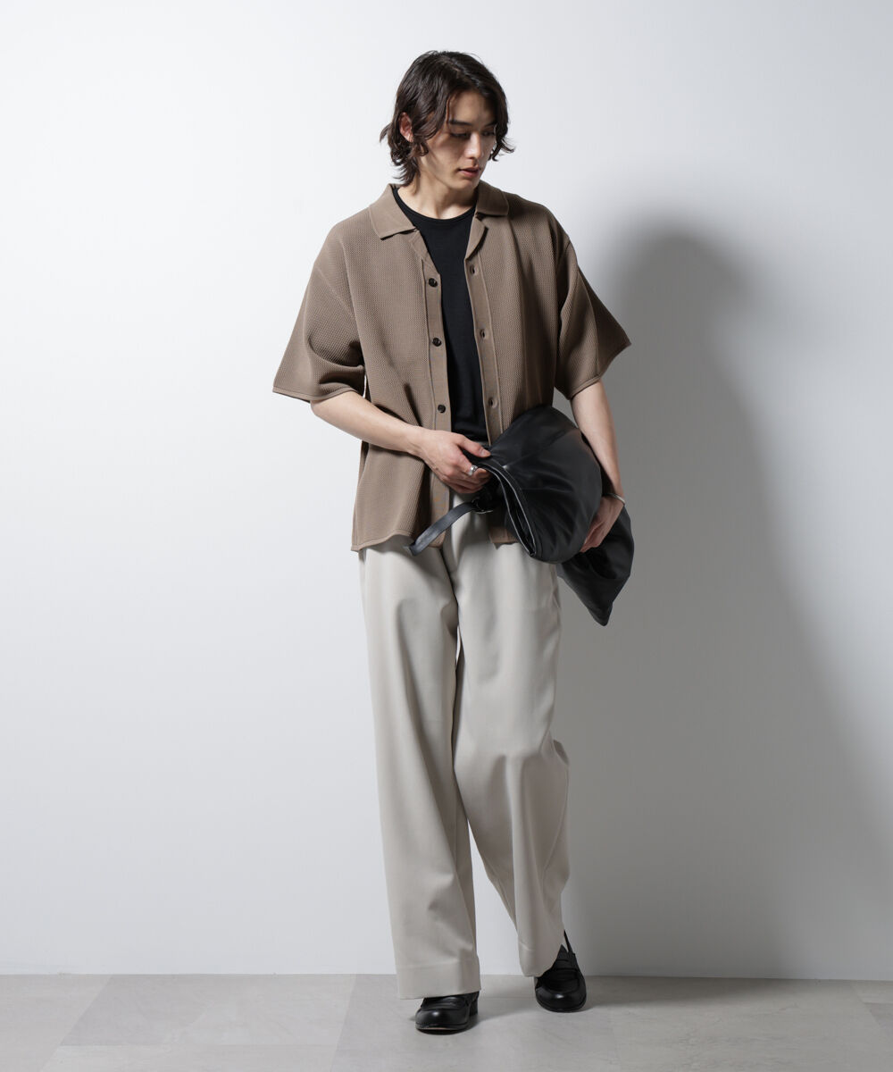 nano･universe「スポンディッシュ メッシュオープンカラーニットシャツ」|ニット・セーター|