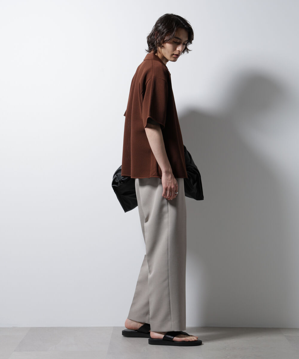 nano･universe「スポンディッシュ メッシュオープンカラーニットシャツ」|ニット・セーター|