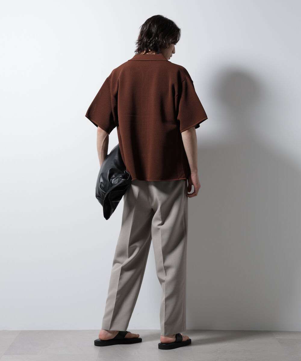 nano･universe「スポンディッシュ メッシュオープンカラーニットシャツ」|ニット・セーター|