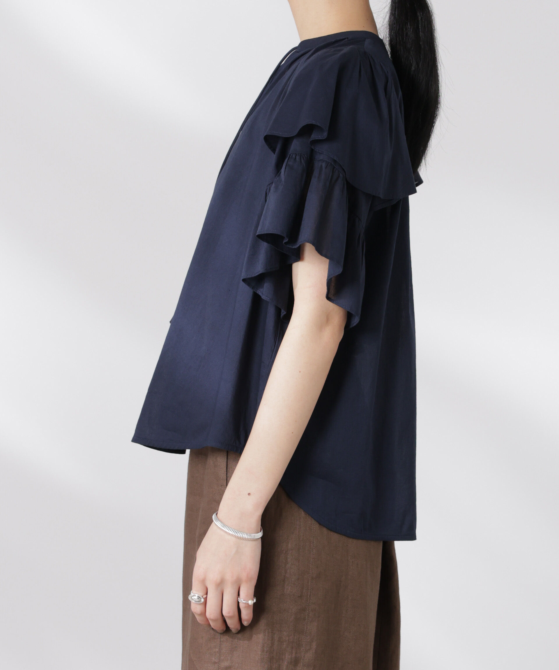 nano･universe「made in india コットンフリルスリーブブラウス」|シャツ・ブラウス|