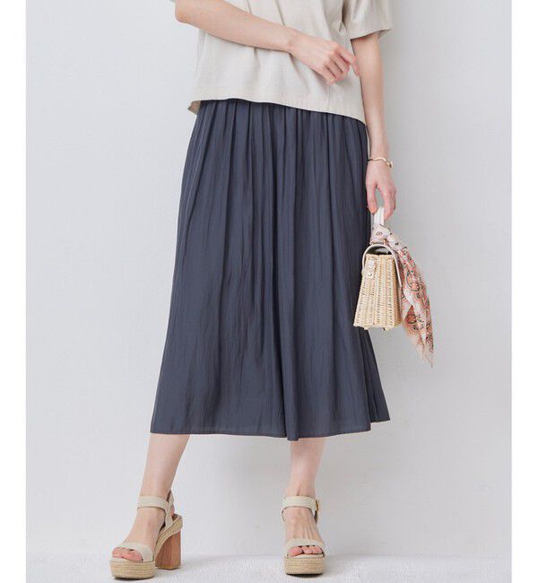 組曲「【新色追加】ギャザーライトデシン パンツ」|その他|ブラック系