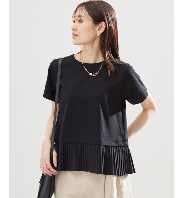 組曲「クールプレーティング天竺プリーツ カットソー」|Tシャツ・カットソー|ブラック系