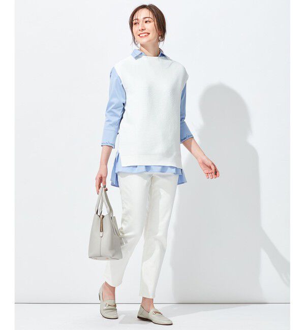 自由区「【洗える/シーズンレス】コットンストレッチホールガーメント ニットベスト」|ベスト・ジレ|