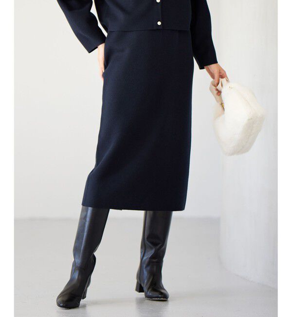 自由区「【WEB&一部店舗限定】スムージーニット スカート」|スカート|ネイビー