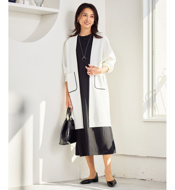 自由区「【洗える】ドライコットンハイゲージニット アウター」|カーディガン|