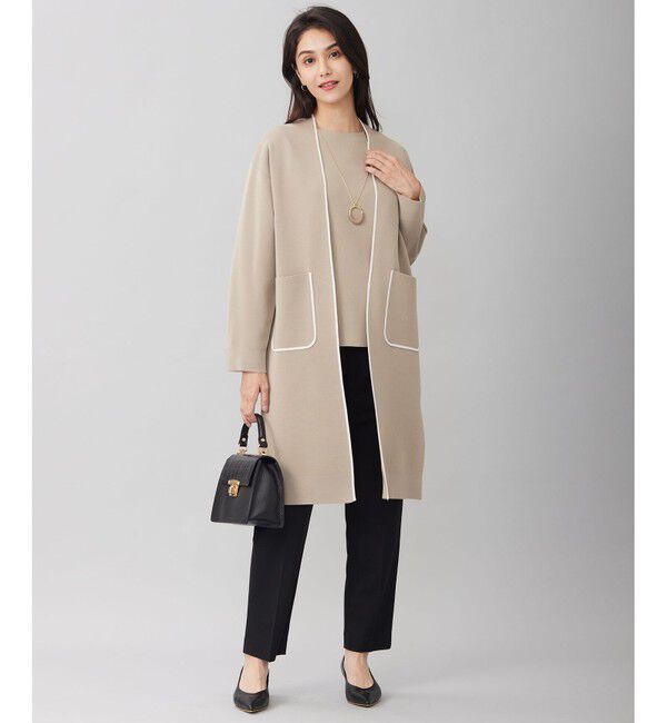 自由区「【洗える】ドライコットンハイゲージニット アウター」|カーディガン|