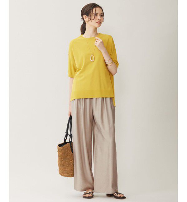 自由区「【接触冷感・UVカット・WEB限定カラーあり】クレープストレッチプルオーバー ニット」|ニット・セーター|