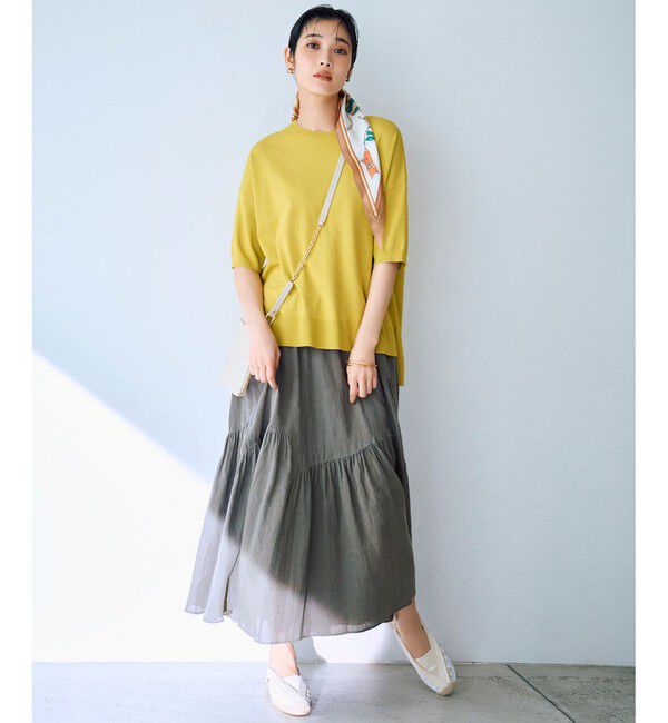 自由区「【接触冷感・UVカット・WEB限定カラーあり】クレープストレッチプルオーバー ニット」|ニット・セーター|