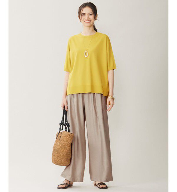 自由区「【接触冷感・UVカット・WEB限定カラーあり】クレープストレッチプルオーバー ニット」|ニット・セーター|