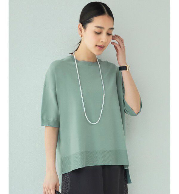 自由区「【接触冷感・UVカット・WEB限定カラーあり】クレープストレッチプルオーバー ニット」|ニット・セーター|[新色]ﾌﾛｽﾃ