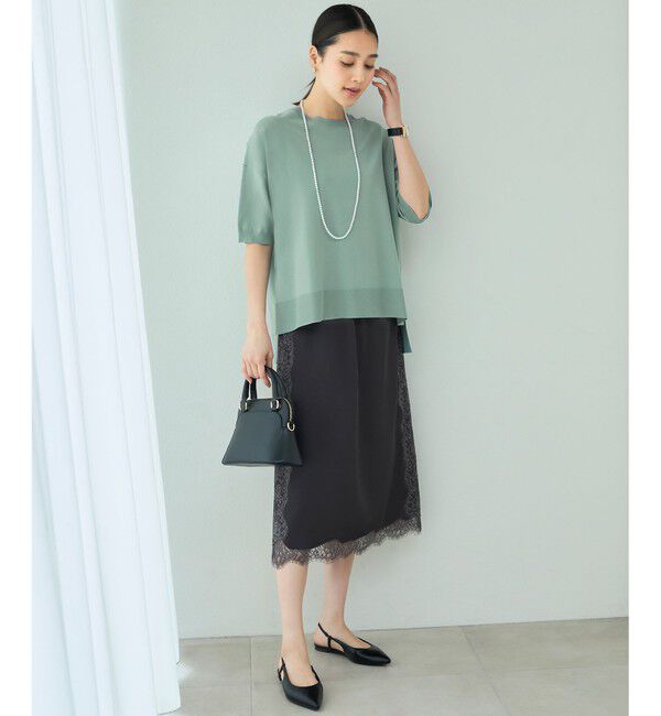 自由区「【接触冷感・UVカット・WEB限定カラーあり】クレープストレッチプルオーバー ニット」|ニット・セーター|