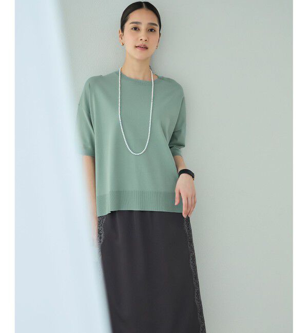 自由区「【接触冷感・UVカット・WEB限定カラーあり】クレープストレッチプルオーバー ニット」|ニット・セーター|