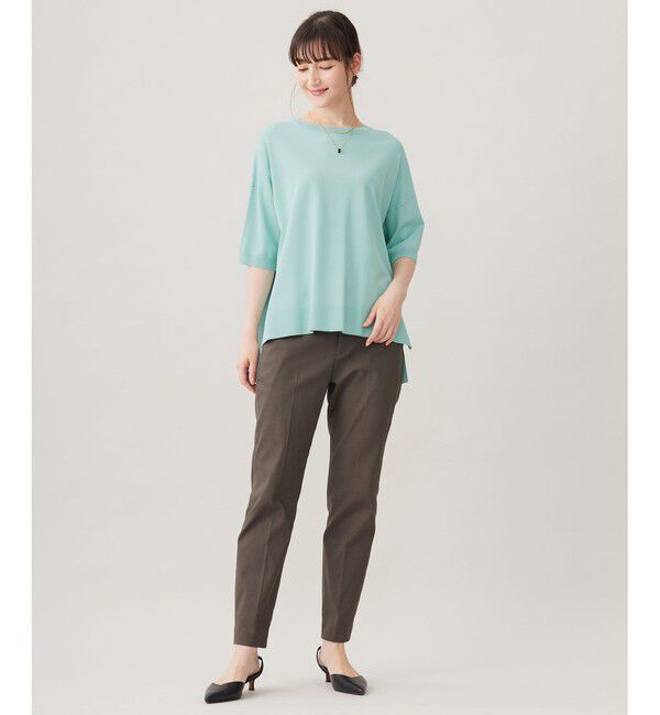 自由区「【接触冷感・UVカット・WEB限定カラーあり】クレープストレッチプルオーバー ニット」|ニット・セーター|