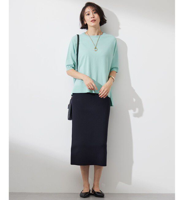 自由区「【接触冷感・UVカット・WEB限定カラーあり】クレープストレッチプルオーバー ニット」|ニット・セーター|