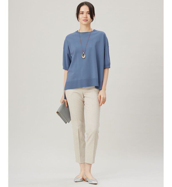 自由区「【接触冷感・UVカット・WEB限定カラーあり】クレープストレッチプルオーバー ニット」|ニット・セーター|