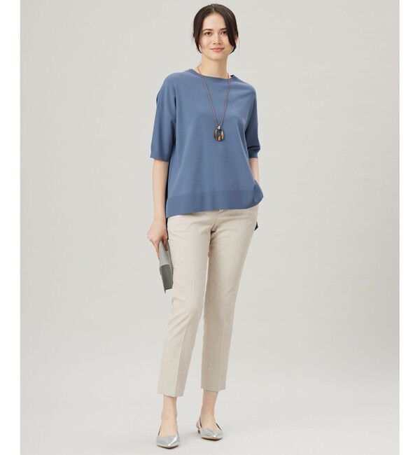 自由区「【接触冷感・UVカット・WEB限定カラーあり】クレープストレッチプルオーバー ニット」|ニット・セーター|