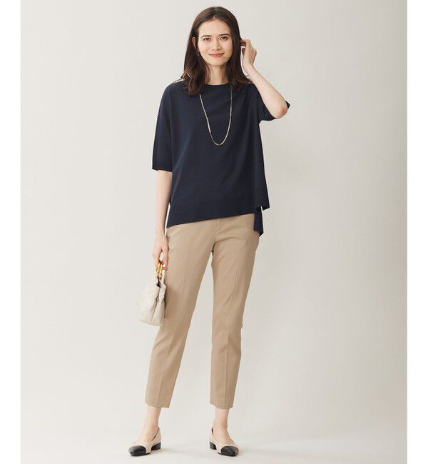 自由区「【接触冷感・UVカット・WEB限定カラーあり】クレープストレッチプルオーバー ニット」|ニット・セーター|