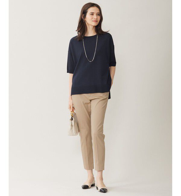 自由区「【接触冷感・UVカット・WEB限定カラーあり】クレープストレッチプルオーバー ニット」|ニット・セーター|