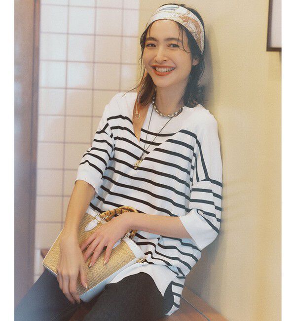 自由区「【接触冷感・UVカット・WEB限定カラーあり】クレープストレッチプルオーバー ニット」|ニット・セーター|