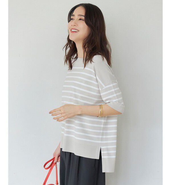 自由区「【接触冷感・UVカット・WEB限定カラーあり】クレープストレッチプルオーバー ニット」|ニット・セーター|ﾍﾞｰｼﾞｭ&times;