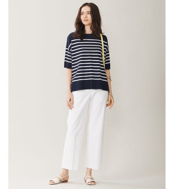 自由区「【接触冷感・UVカット・WEB限定カラーあり】クレープストレッチプルオーバー ニット」|ニット・セーター|