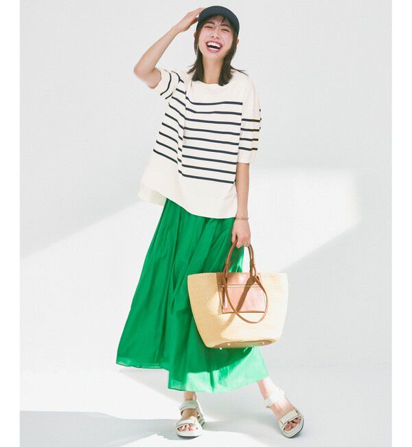 自由区「【接触冷感・UVカット・WEB限定カラーあり】クレープストレッチプルオーバー ニット」|ニット・セーター|