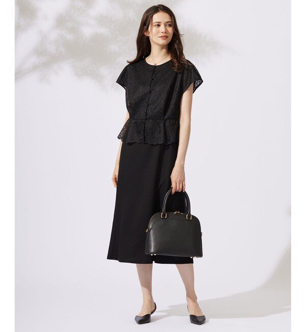 自由区「【カタログ掲載・洗える】レースブラウスコンビ ワンピース」|ワンピース|ブラック