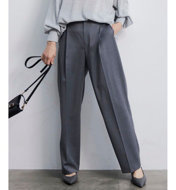 自由区「【洗える】TWラチネストレッチワイド パンツ」|その他|グレー