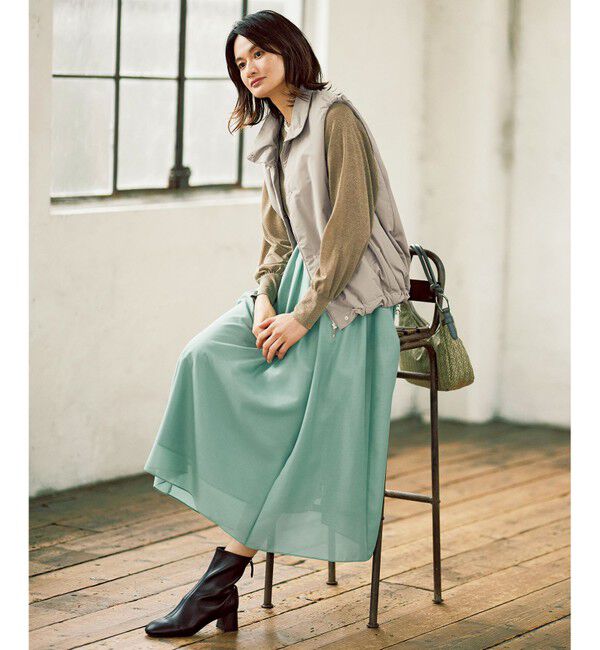 自由区「【ウエストゴム・洗える】シアーギャザー スカート」|スカート|