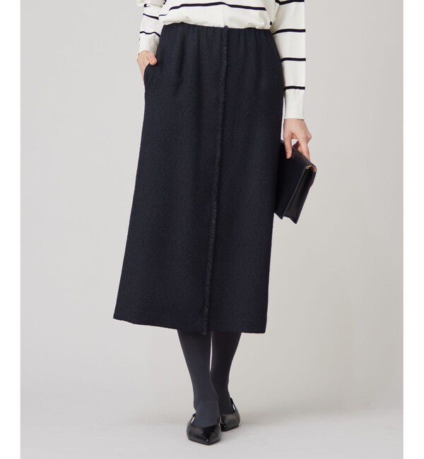 自由区「ブライトリングツイードストレート スカート」|スカート|ネイビー