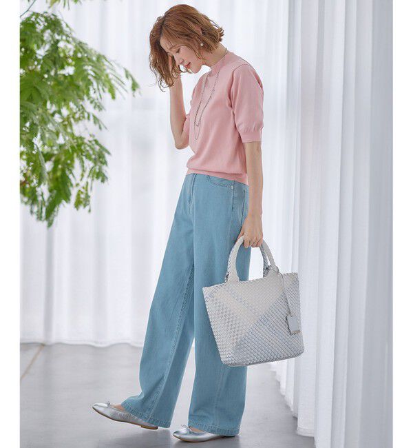 23区「【Oggi4月号掲載/洗える】プレミアムビオコットン 半袖 ニット」|カーディガン|