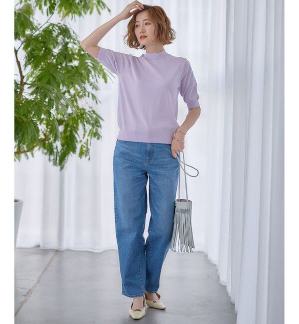 23区「【Oggi4月号掲載/洗える】プレミアムビオコットン 半袖 ニット」|カーディガン|