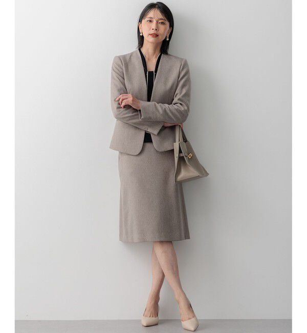 23区「【洗える】ウールライクカルゼ ノーカラージャケット」|ノーカラージャケット|