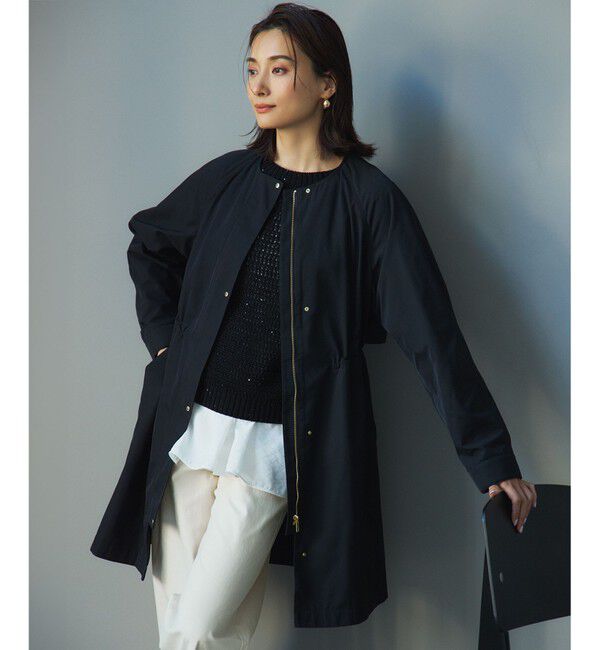 23区「【撥水加工】ライトツイル ノーカラーコート」|ノーカラーコート|ネイビー系