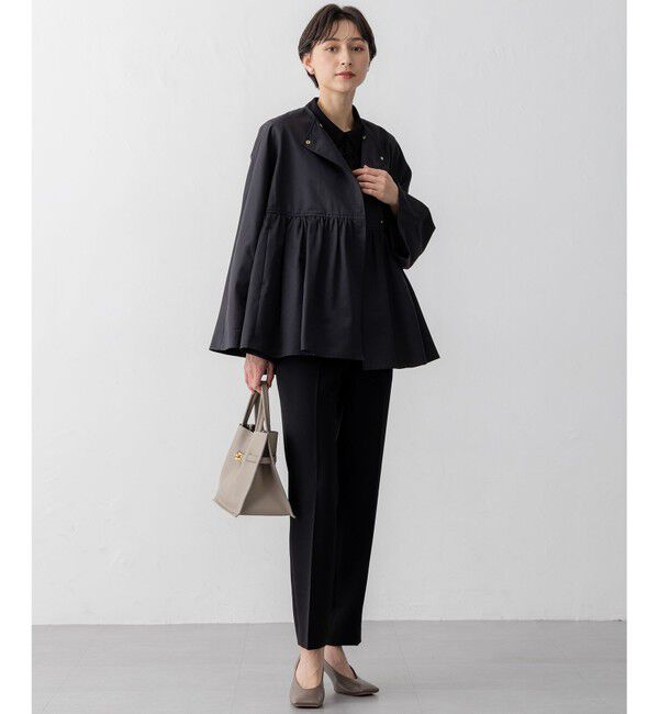 23区「【VERYコラボ/撥水加工】グロッシーツイル アウター」|ノーカラーコート|