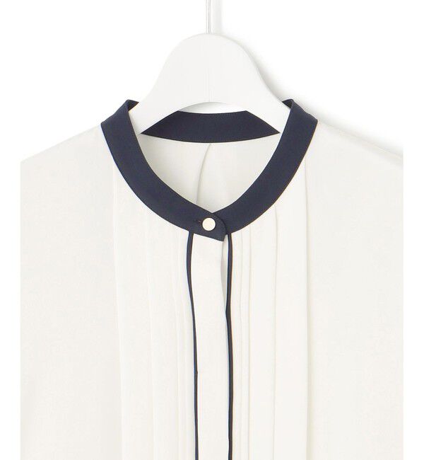 23区「【吸水速乾/UVケア/洗える】ストレッチクリアサテン バイカラー ブラウス」|シャツ・ブラウス|