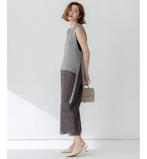 23区「【洗える】ジオメトリックレース Iライン スカート」|スカート|