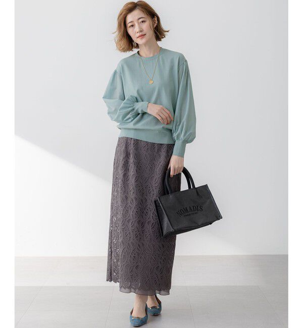 23区「【洗える】ジオメトリックレース Iライン スカート」|スカート|