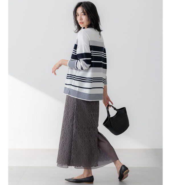 23区「【洗える】ジオメトリックレース Iライン スカート」|スカート|