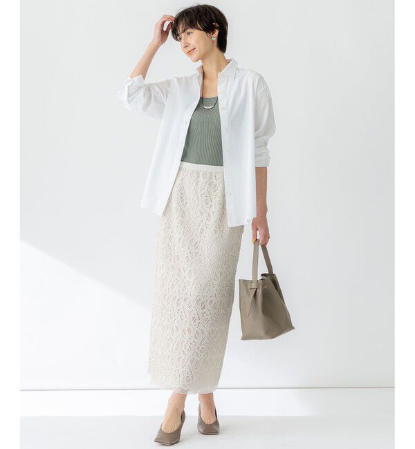 23区「【洗える】ジオメトリックレース Iライン スカート」|スカート|