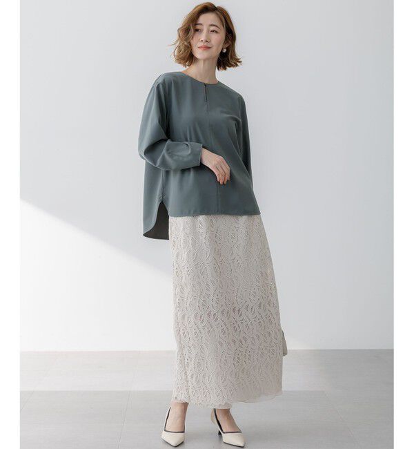 23区「【洗える】ジオメトリックレース Iライン スカート」|スカート|