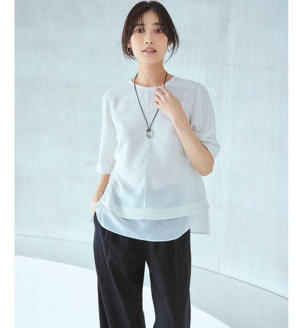 23区「【洗える】リネンレーヨンストレッチ ドロスト ワイド パンツ」|その他|