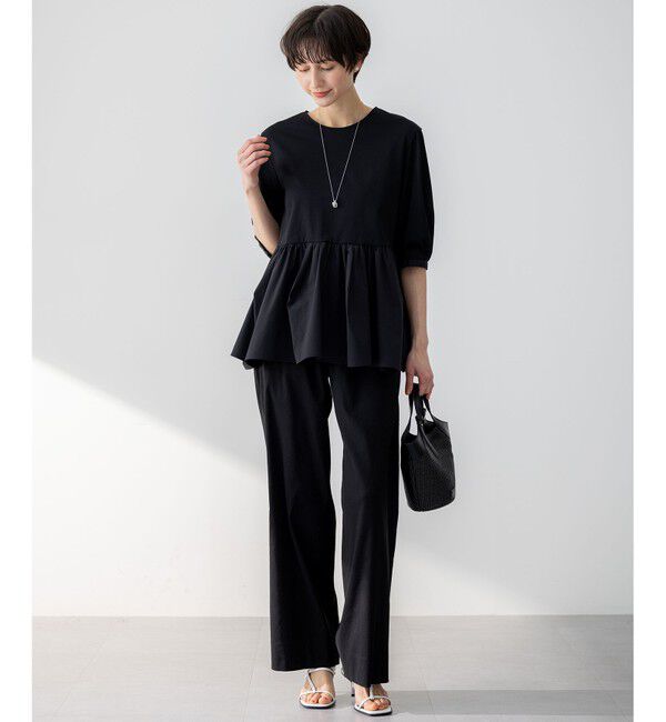 23区「【洗える】リネンレーヨンストレッチ ドロスト ワイド パンツ」|その他|