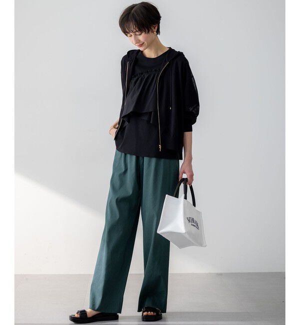 23区「【洗える】リネンレーヨンストレッチ ドロスト ワイド パンツ」|その他|