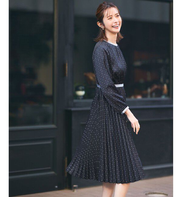 any SiS「【2WAY】バイカラープリーツ ワンピース」|ワンピース|ネイビー系